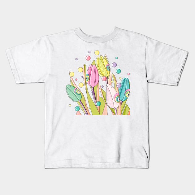 Colorful Tulips Kids T-Shirt by LaP shop